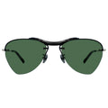 Rimless aviator sunglasses with green lenses