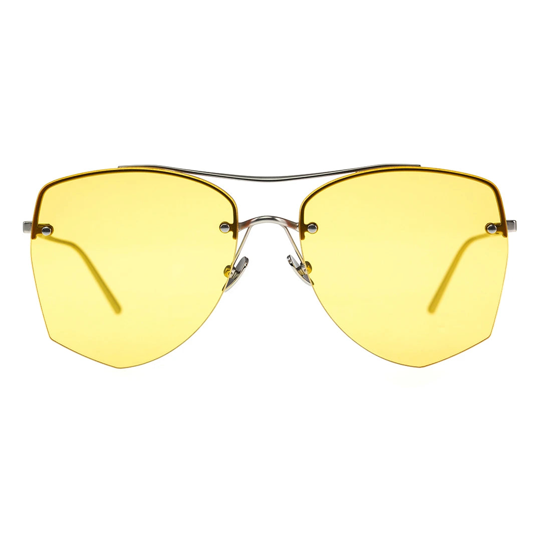 MYTH GREECE DEMETER geometric rimless yellow mirrored sunglasses double bridge and metal frame sunglasses mens and womens