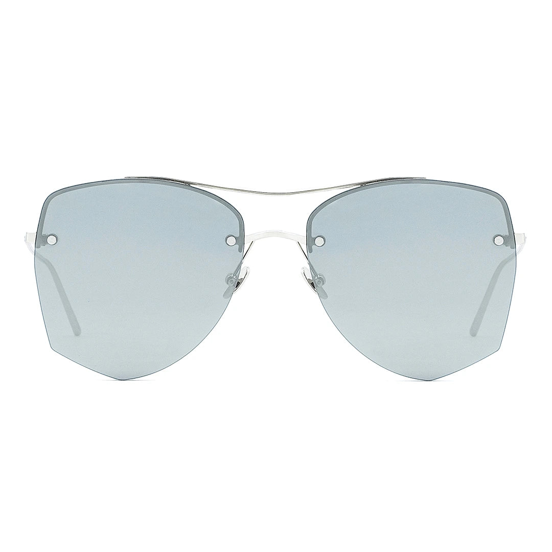 MYTH GREECE DEMETER metallic geometric rimless light grey sunglasses double bridge and metal frame sunglasses mens and womens