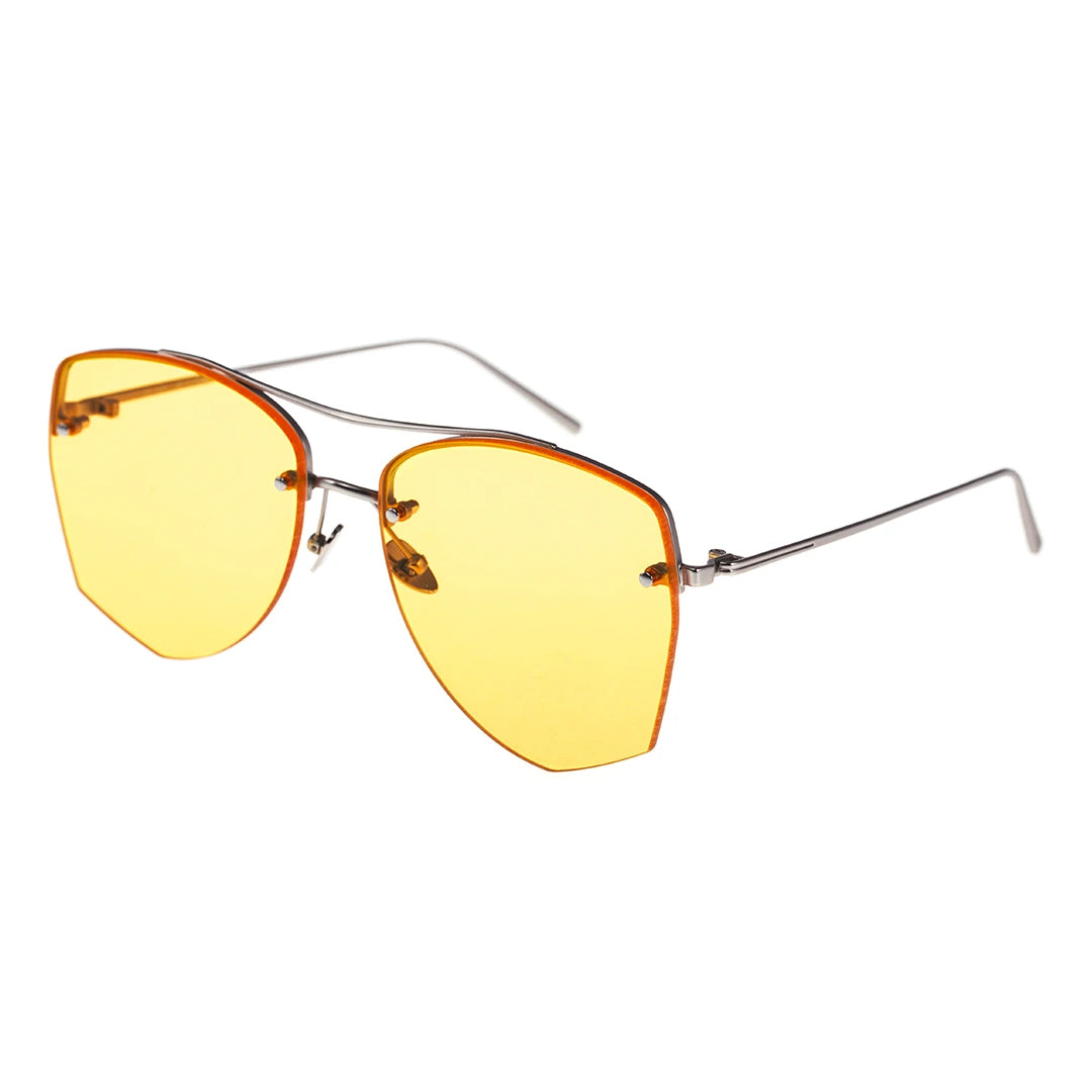 MYTH GREECE DEMETER geometric rimless yellow mirrored sunglasses double bridge and metal frame sunglasses mens and womens