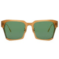 MYTH GREECE DEMURE oversized square mens and womens sunglasses green lens brown frame in mixed acetate and metal material with adjustable nose pad.