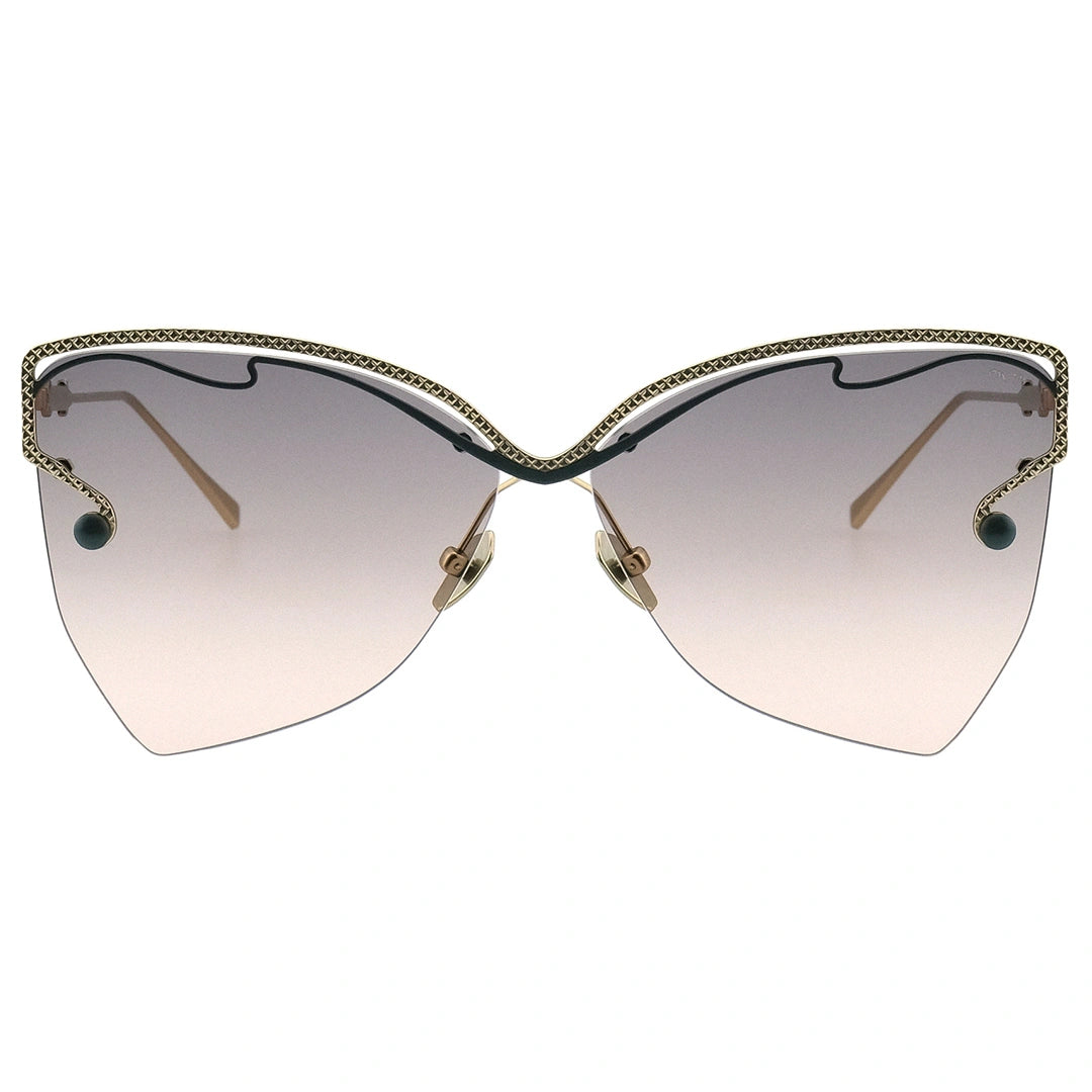 MYTH GREECE LAKLIS butterfly sunglasses half rim light rose lens gold thin metal frame with adjustable nose pad womens