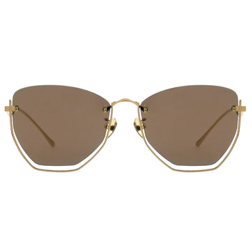 MYTH GREECE NAIAD bottom half rim square gold brown sunglasses thin gold metal frame with adjustable nose pad mens and womens