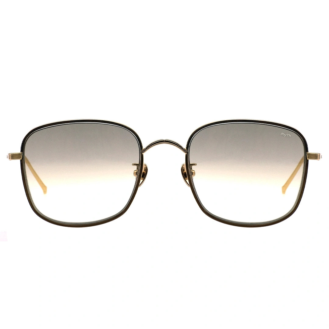 MYTH GREECE OGEE square gradient sunglasses tan lens thin gold metal frame