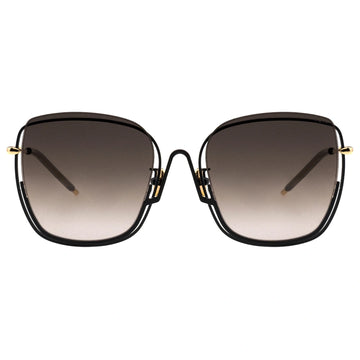 MYTH GREECE Parallels square black grey lens sunglasses gold metal frame with Inverted V bridge retro 70s sunglasses mens and womens