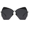 MYTH GREECE QUINN oversized cat eye butterfly sunglasses all black thin metal frame womens chic