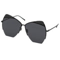 MYTH GREECE QUINN oversized cat eye butterfly sunglasses all black thin metal frame womens chic