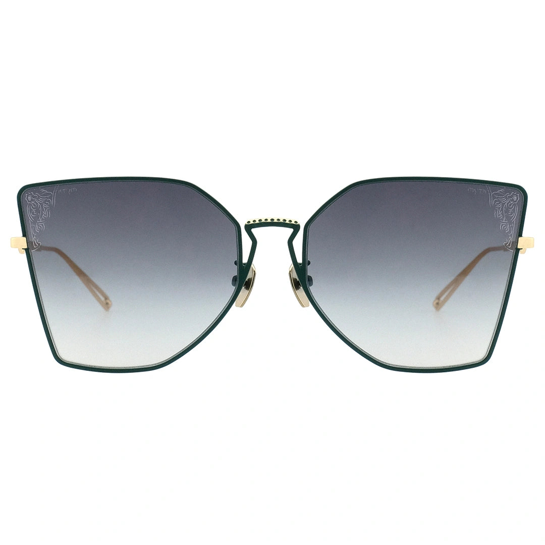 MYTH GREECE SERPENTINE grey sunglasses green and gold metal frame with adjustable nose pad