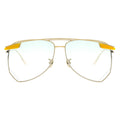 STEAMPUK aviator sunglasses double bridge light green gradient lens thin gold metal frames