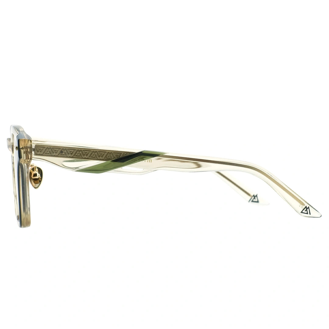 MYTH GREECE TEMPERA square clear sunglasses yellow lens crystal and metal frame with adjustable nose  pad womens and mens