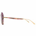 MYTH GREECE WAKER clear sunglasses geometric cat eye shape  and pink marble frame gold metal temple with adjustable nose pad mens and womens