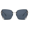 MYTH GREECE μορφώ  square sunglasses blue grey lens thin silver metal frames with adjustable nose pad unique bridge design for mens and womens
