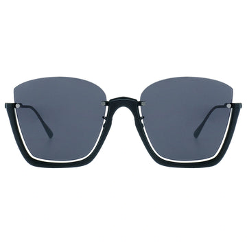 MYTH GREECE Eos square bottom half frame rim sunglasses blue grey lens thin metal frame with adjustable nose pad mens and womens