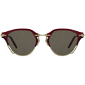 90s retro cat eye sunglasses browline red and gold metal frame, brown lens futuristic sunglasses mens and womens