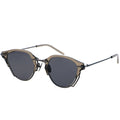 MYTH Greece 90s retro oval sunglasses browline brown and grey metal frame, blue lens futuristic sunglasses mens and womens