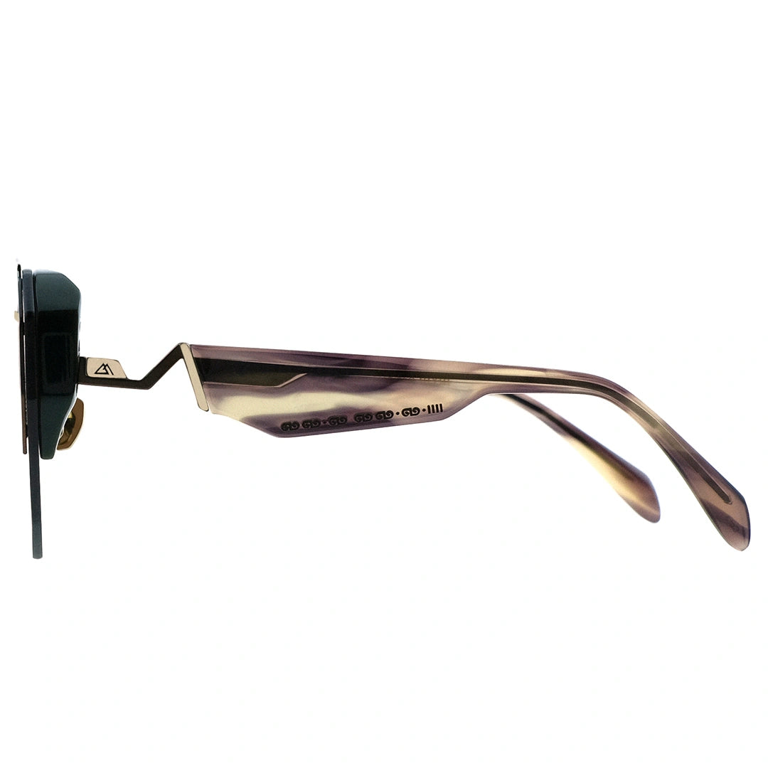 MYTH Greece MYTHPUNK heart shaped sunglasses coffee lens double bridge thick frame with Morse code patterns on the temple with adjustable nose pad mens and womens