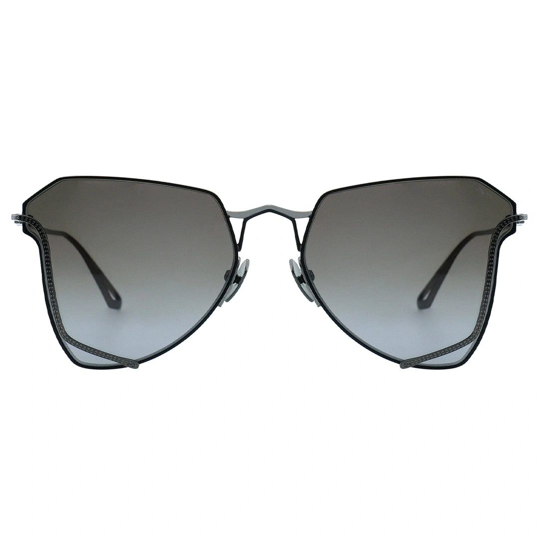 MYTH Greece cóatl Irregular geometric sunglasses grey lens thin silver metal frames with adjustable nose pad mens and womens