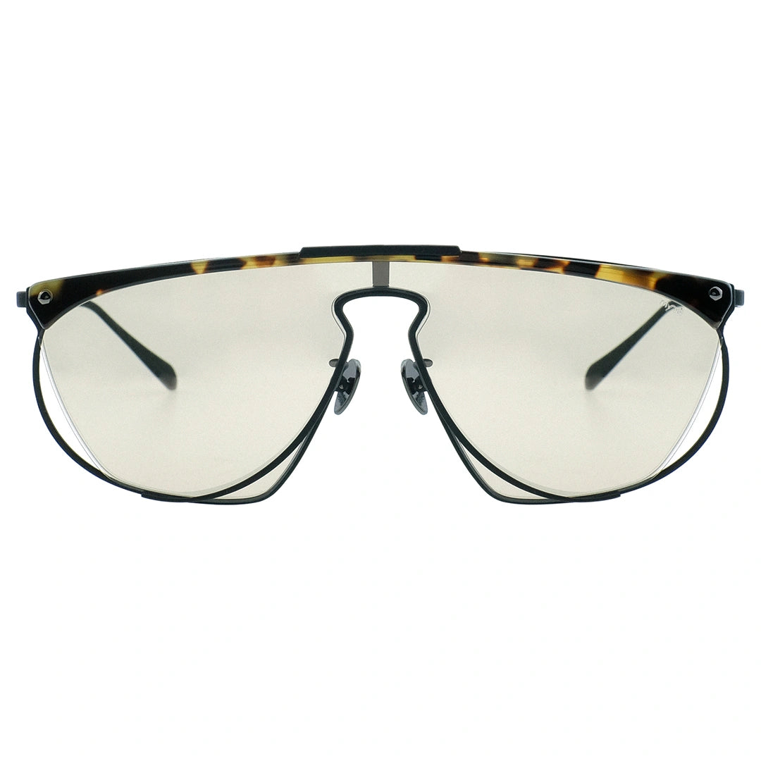 Myth Greece M4 KNIGHT one piece flat top browline tortoise sunglasses light yellow lens metal frame with bold design for mens and womens