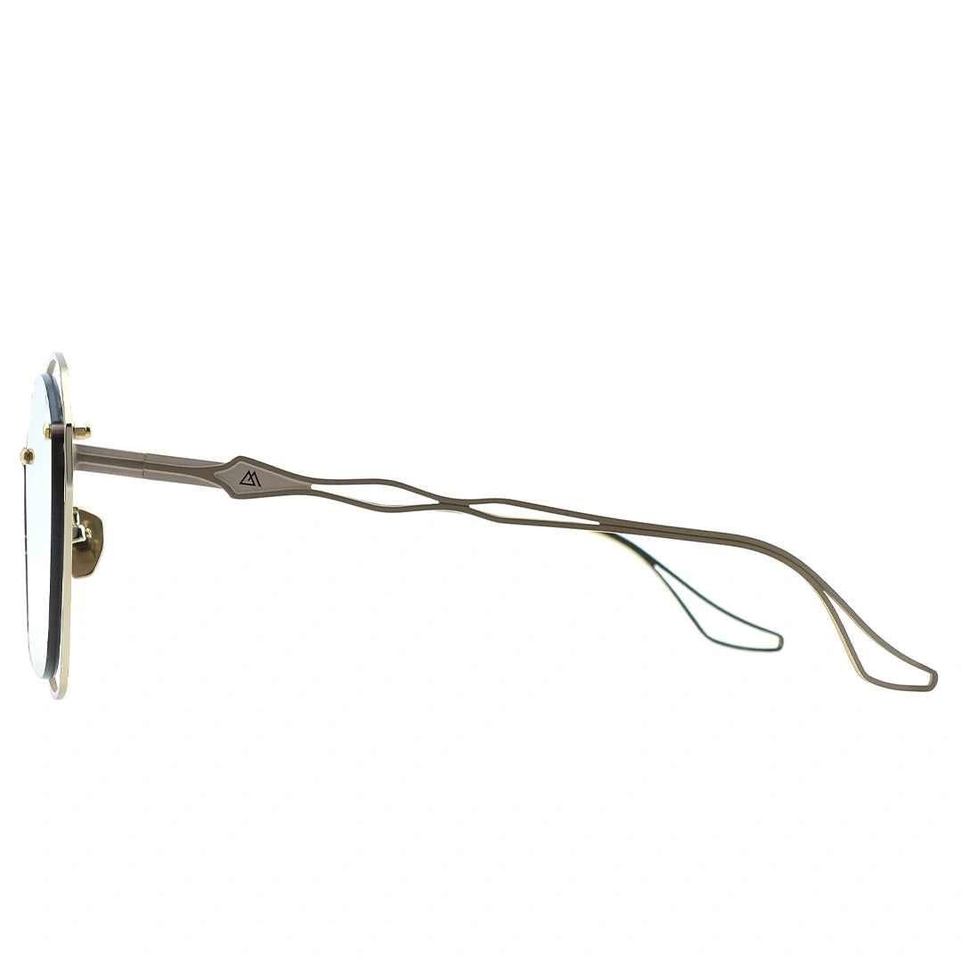 YARN square gray pink gradient sunglasses with thin gold metal frame hollow decoration