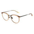 a pair of oval eyeglasses with a with Warm Ochre clear frame 