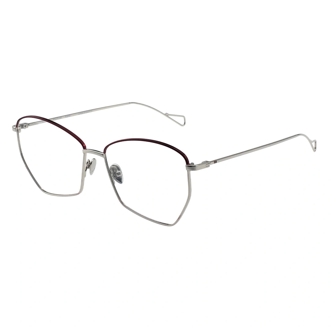 A pair of Browline eyeglasses with a metallic frame