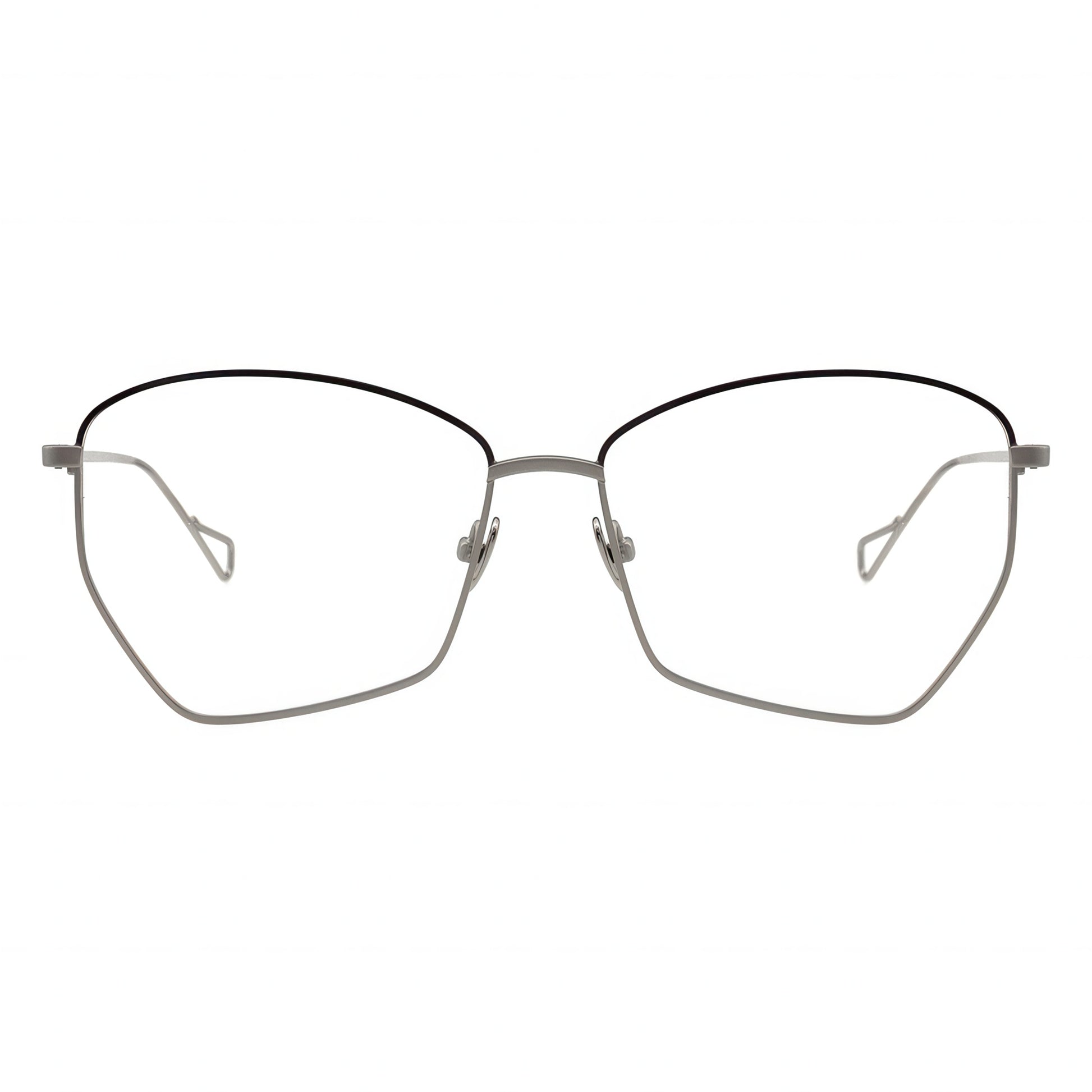 silver geometric eyeglasses