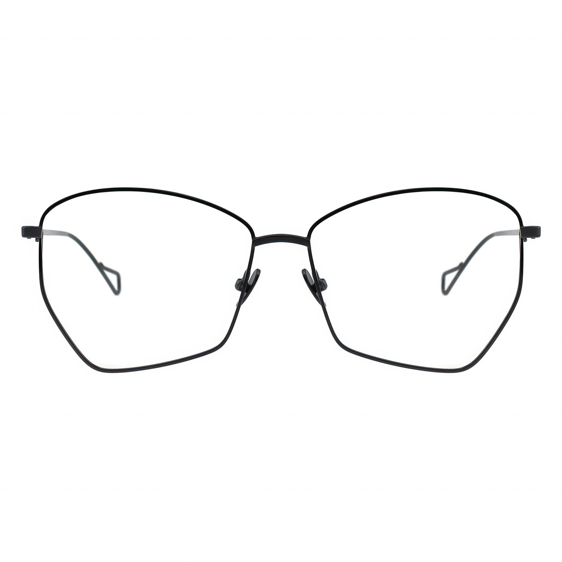 black geometric eyeglasses