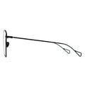 A pair of Browline eyeglasses with a black metal frame and clear lenses