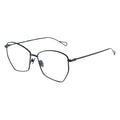 A pair of Browline eyeglasses with a black metal frame and clear lenses