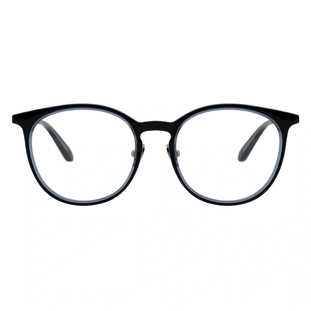 Blue round eyeglasses