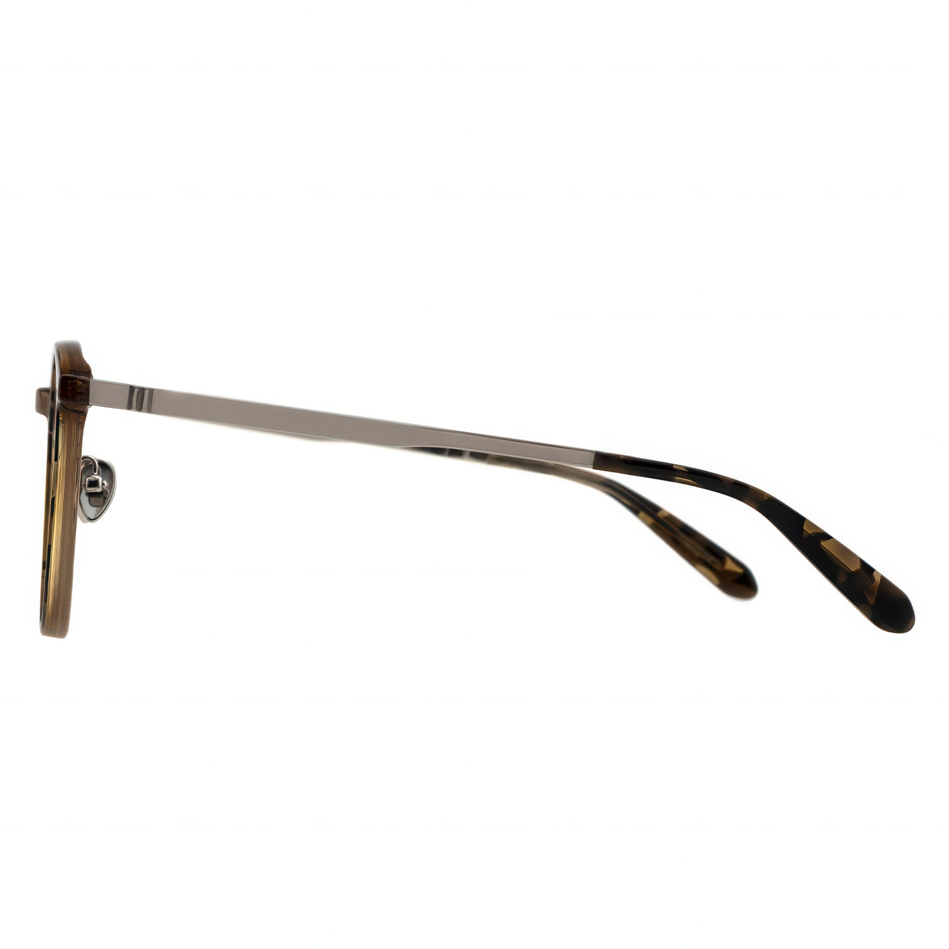 Eyeglasses with tortoiseshell arms on a white background