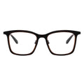 Front view of rectangular, two-tone gradient eyeglasses with gunmetal temples.