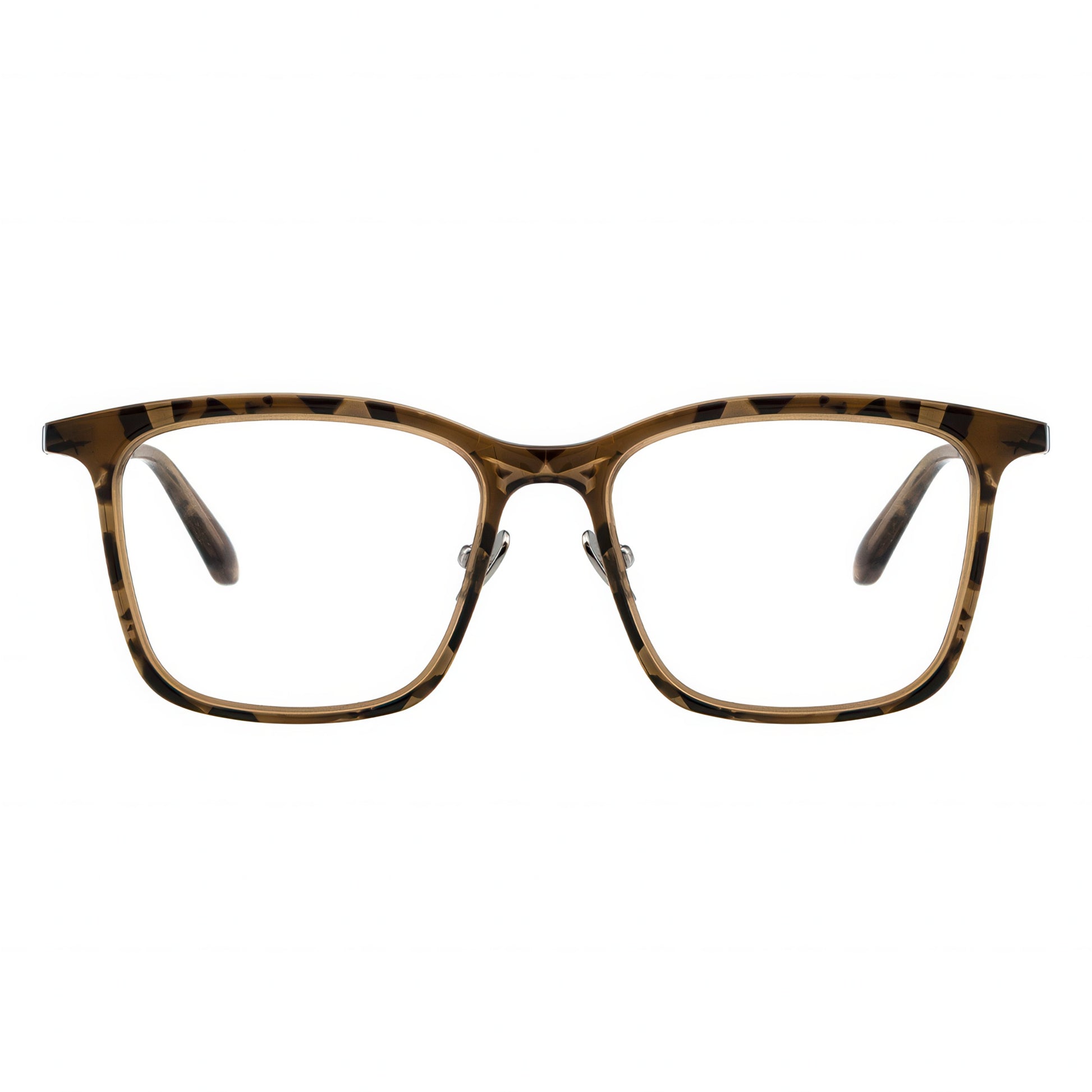 Front view of rectangular tortoiseshell eyeglasses