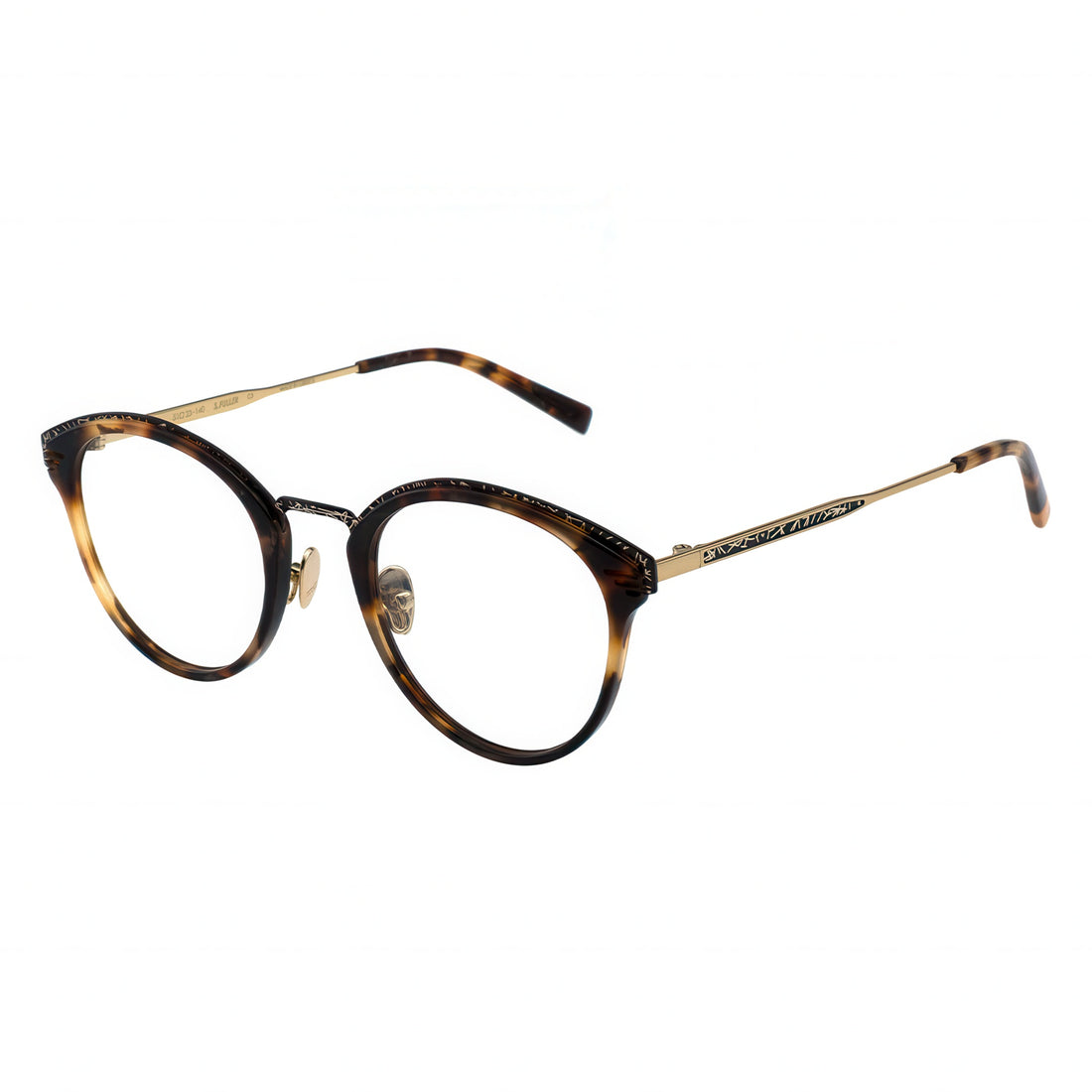 Tortoiseshell eyeglasses on a white background