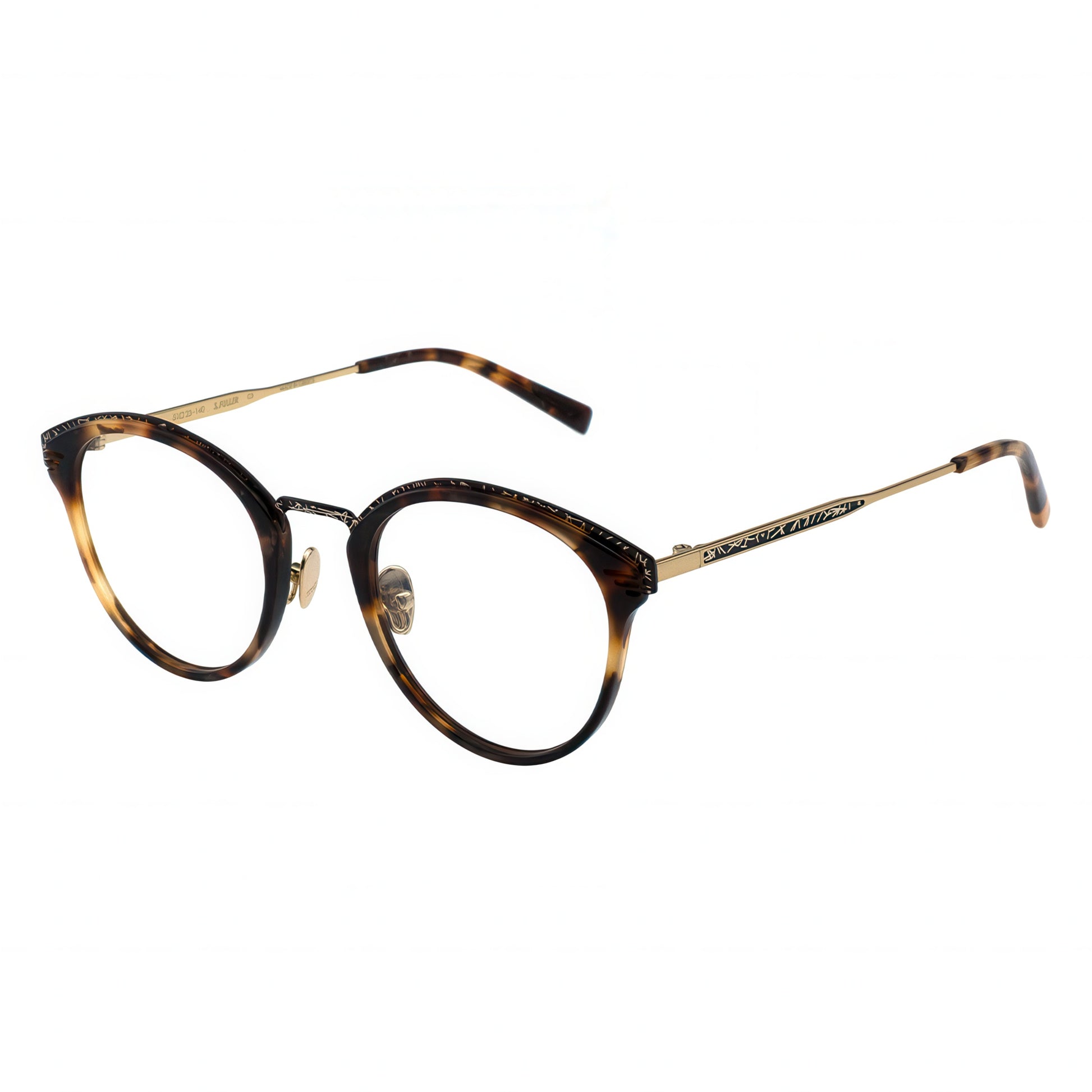 Eyeglasses with tortoiseshell frame on a white background