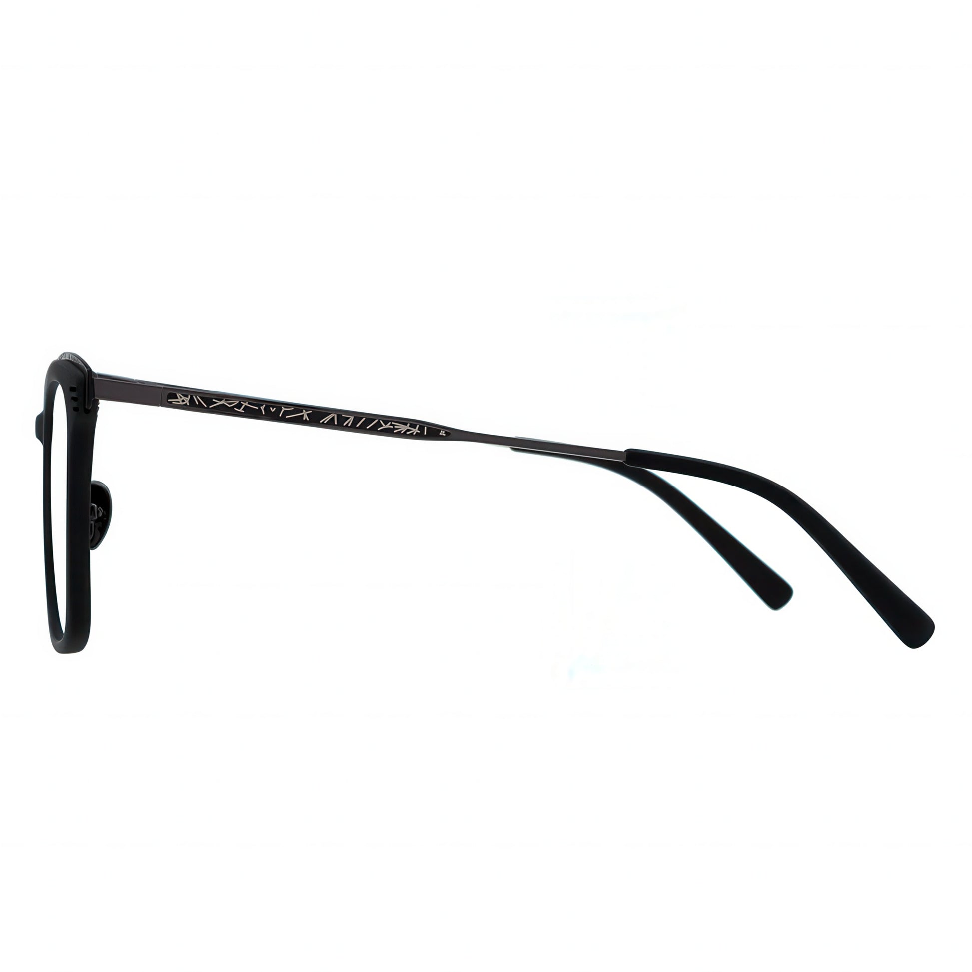 Black eyeglasses on a white background