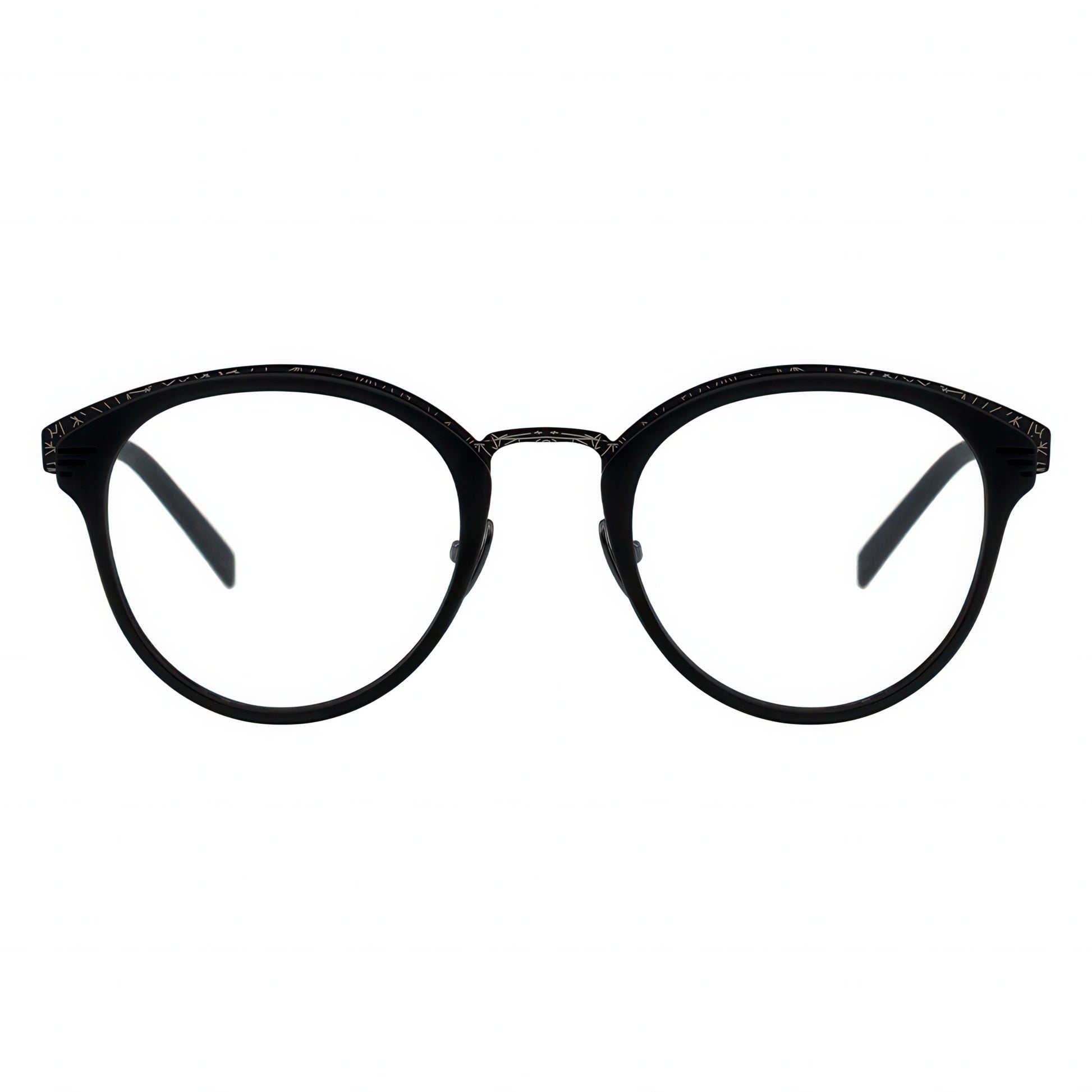Black eyeglasses on a white background