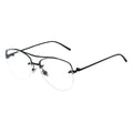 black half-rim eyeglasses