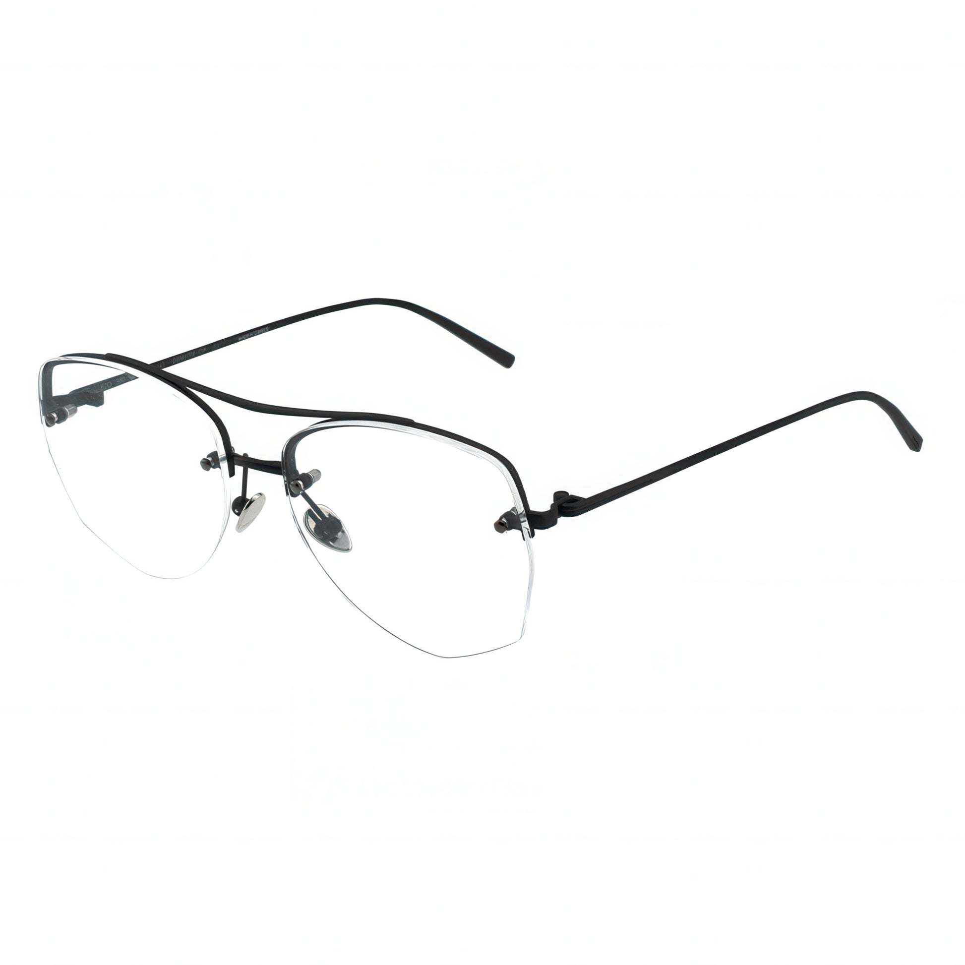 black half-rim eyeglasses