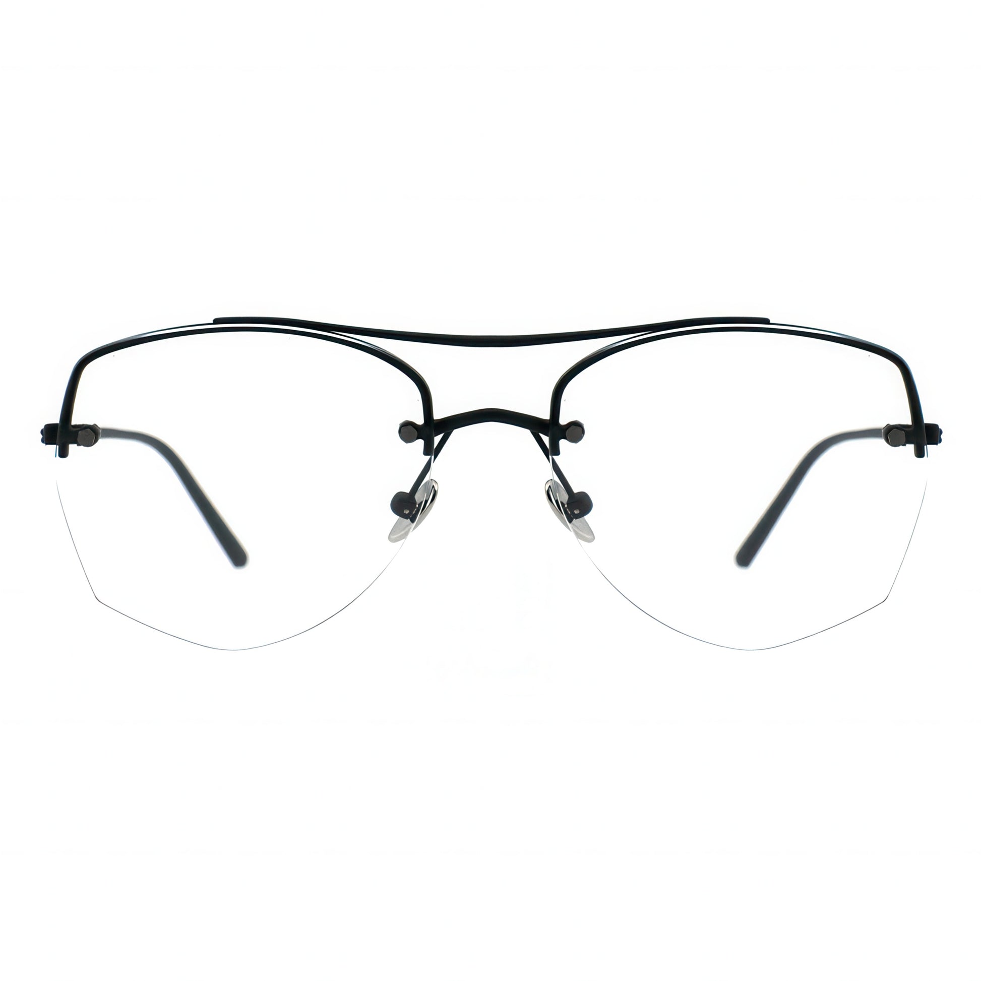 black half-rim eyeglasses