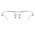 silver half-rim eyeglasses