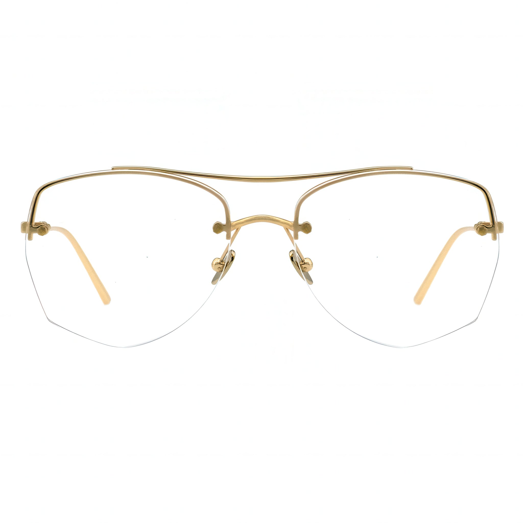 gold half-rim eyeglasses