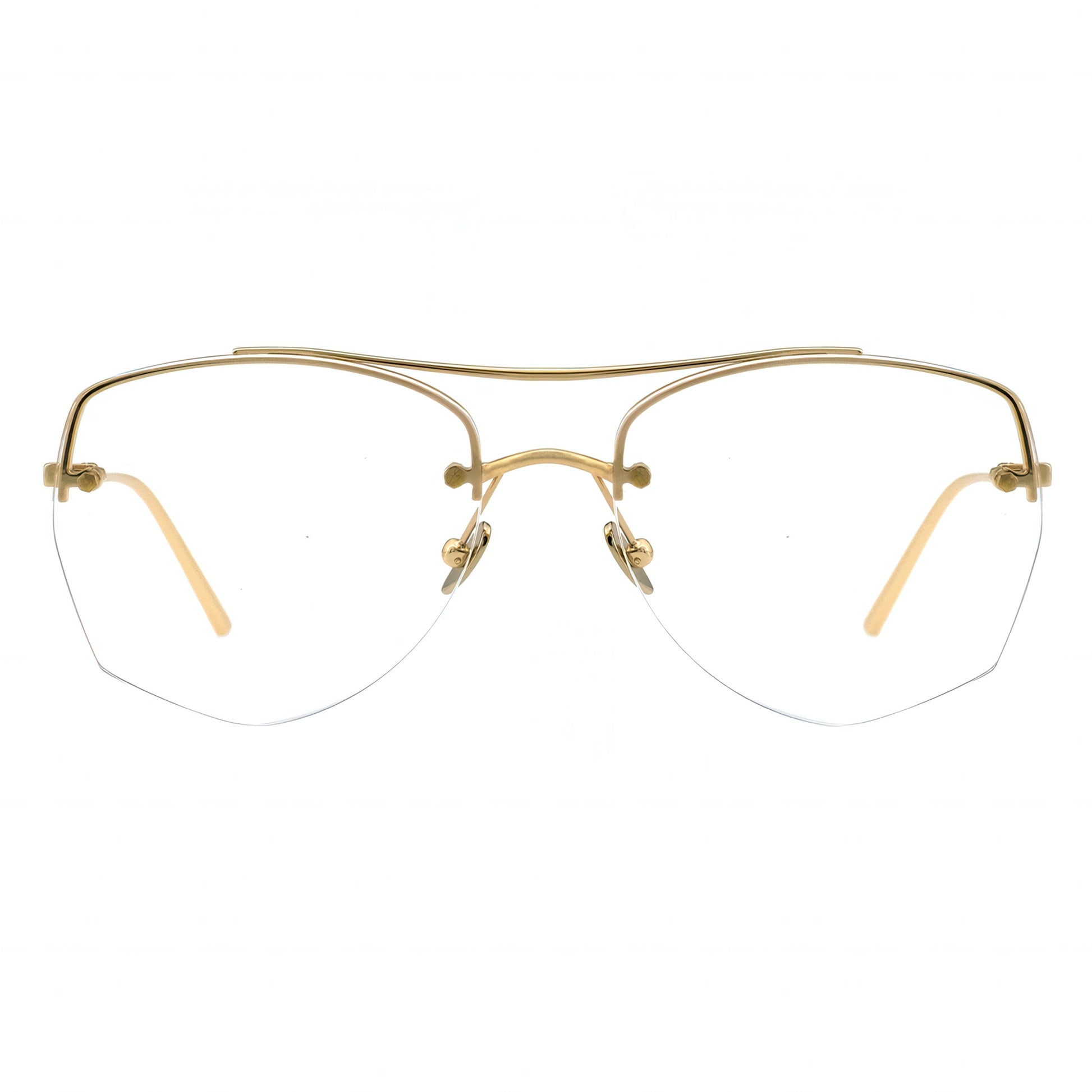 gold half-rim eyeglasses