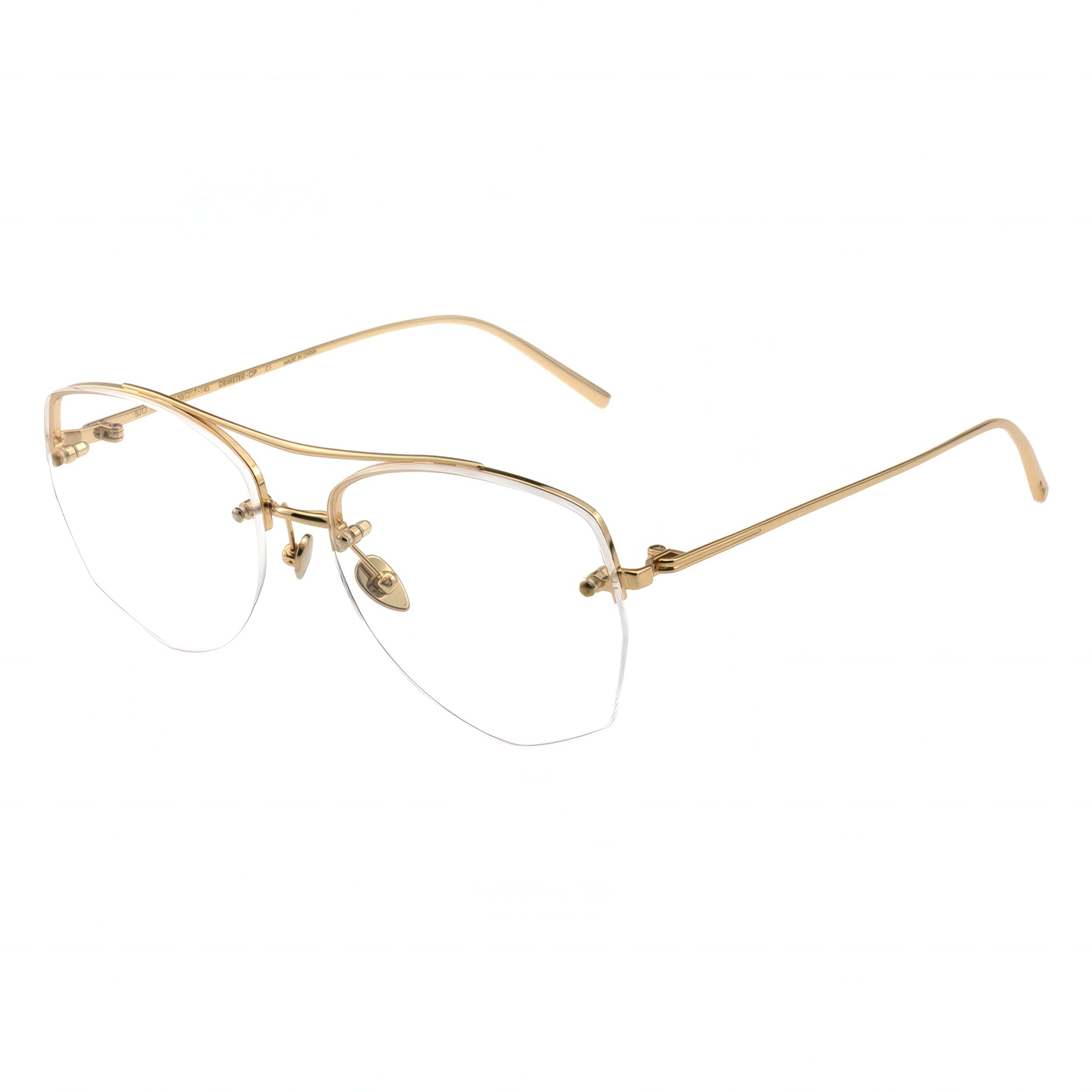 gold half-rim eyeglasses