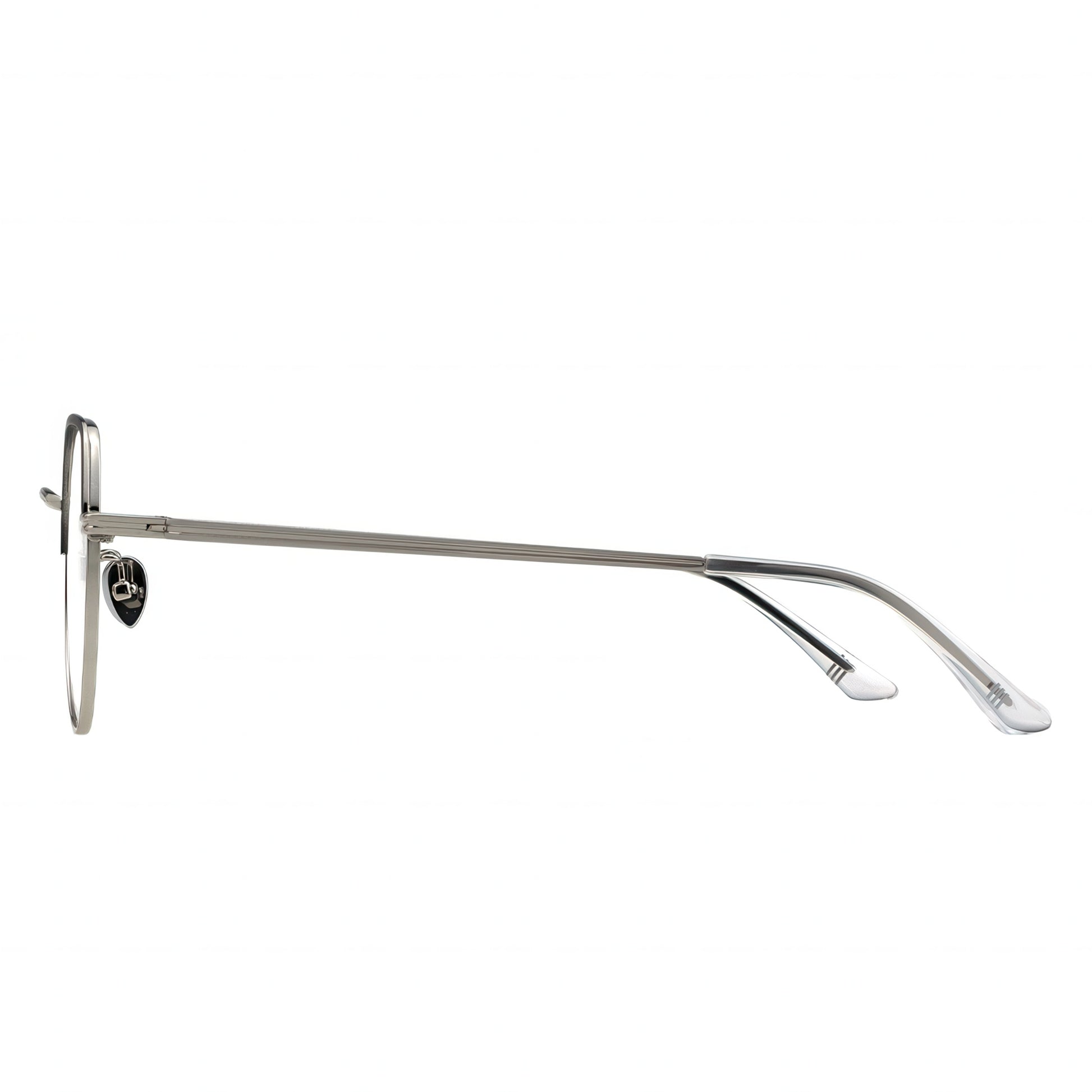 Silver eyeglasses on a white background