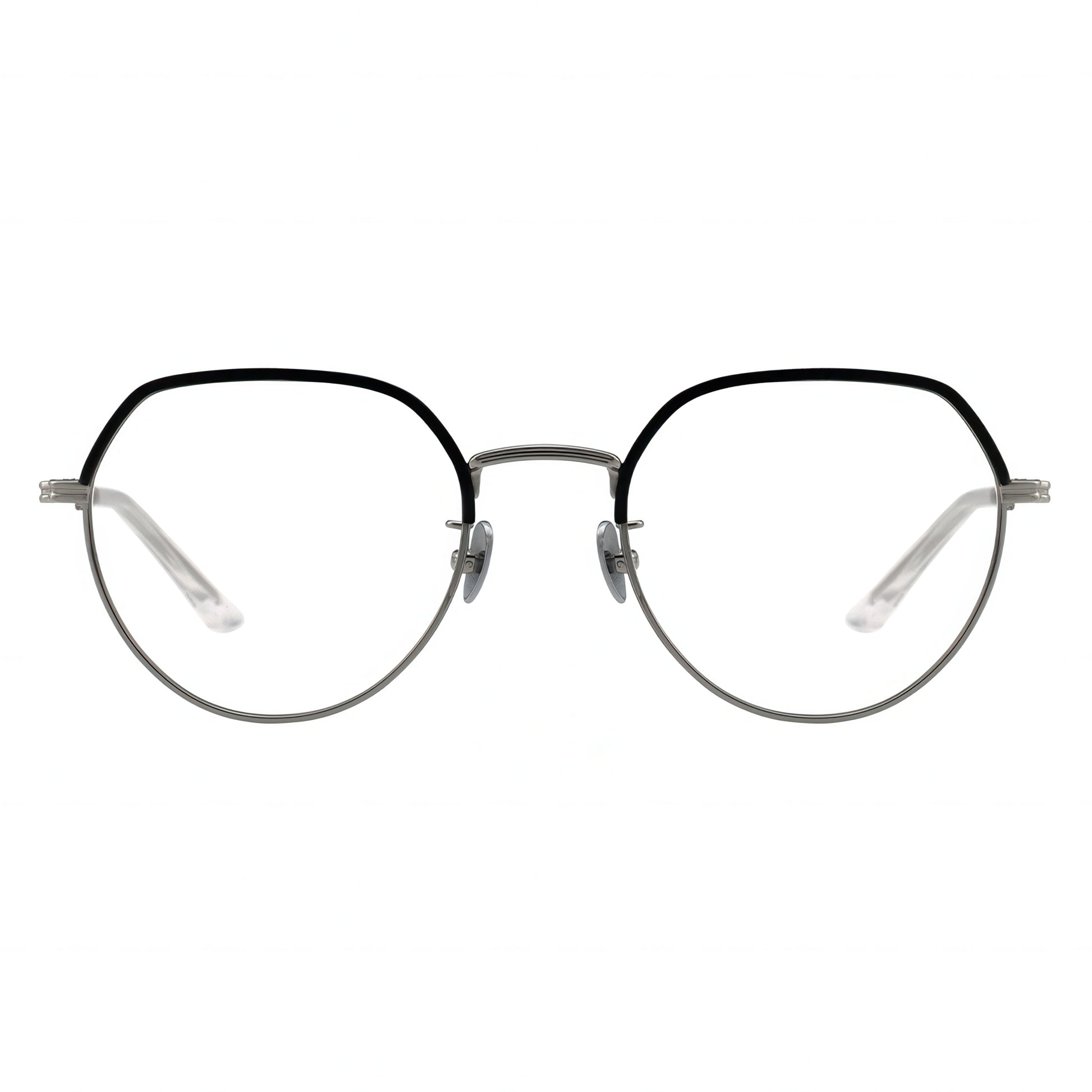 Round eyeglasses with thin frame on a white background