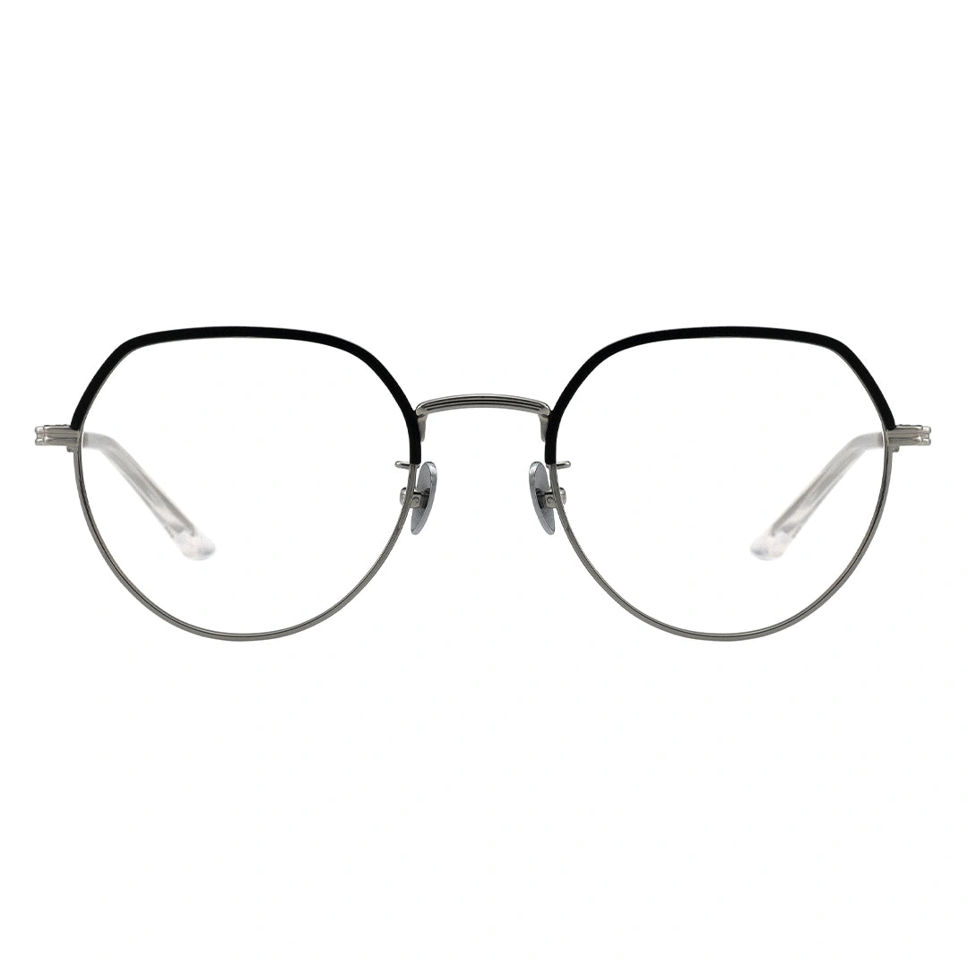 Black silver round glasses