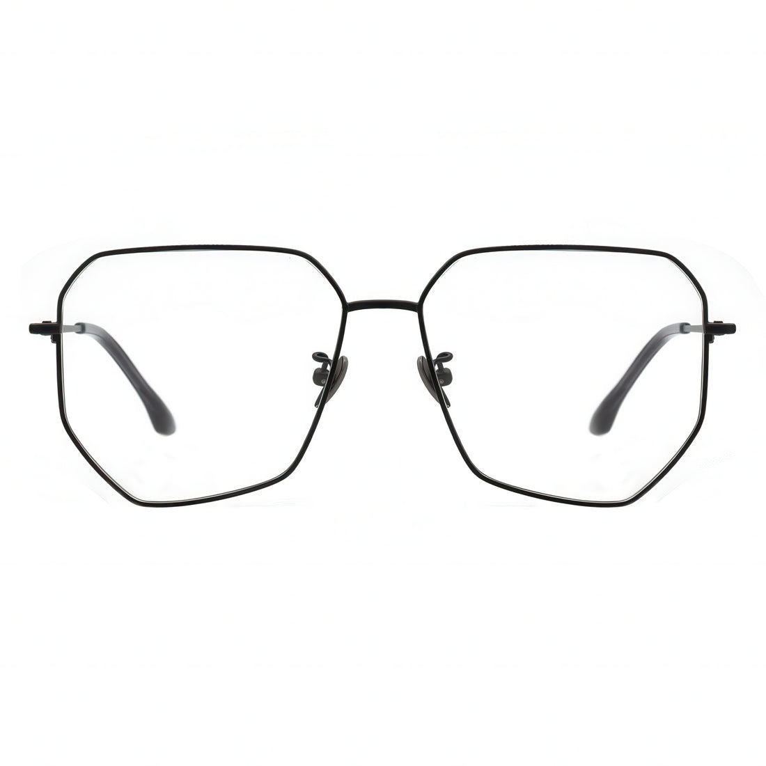 Black eyeglasses on a white background