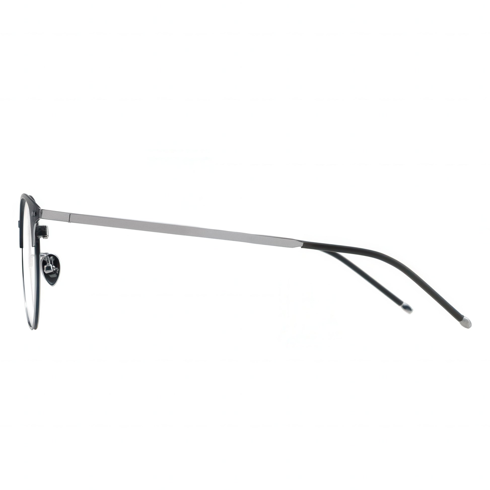Sunglasses with a thin metal frame on a white background