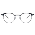 Round eyeglasses with black frames on a white background